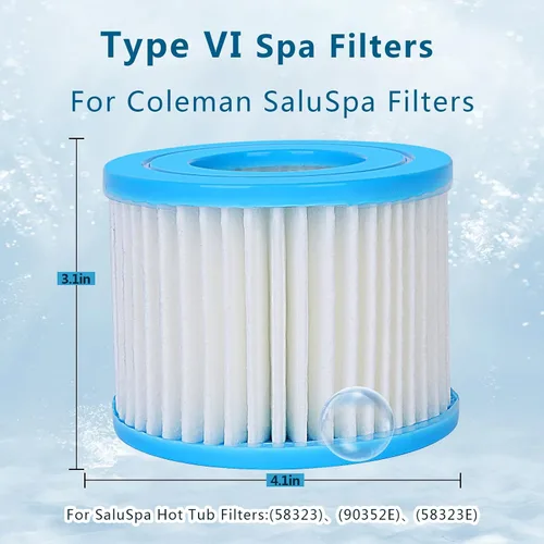 Miniatura 2 de Cartucho tipo , reemplazo de filtro de spa, Lay-Z-Spa, filtros para bañera de hidromasaje Coleman SaluSpa 90352E 58323, paquete de 6