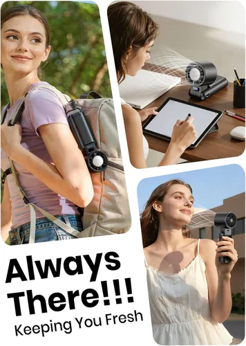 Miniatura 5 de Ventilador turbo portátil de mano, 1-199 velocidades ajustables con pantalla LED, motor de alta potencia, batería recargable, mini ventiladores