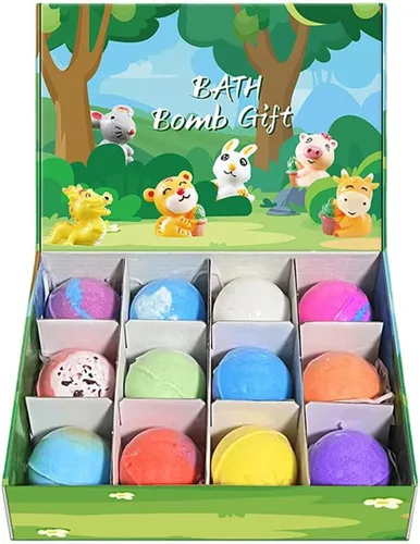 Miniatura 9 de Bombas de baño con sorpresa en el interior, paquete de 6/12 juego de regalo de baño de burbujas gaseosas, huevo de dinosaurio y océano, bolas de Zoo