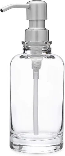 Miniatura 7 de Rail19 Sonoma Dispensador de jabón de vidrio transparente, jabón líquido de manos y loción para encimera de cocina y baño, 10 onzas (latón antiguo)