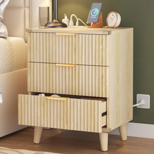 Miniatura 11 de Lulive Moderno juego de cómodas y mesitas de noche de 4 piezas, cómoda de 6 cajones + 2 mesitas de noche + 5 cajones con estación de carga