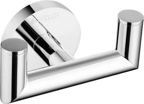 Gancho para toallas, ganchos para baño y cocina, moderno gancho doble para bata montado en la pared, cromo, 077020-CR, serie Leo Cromado