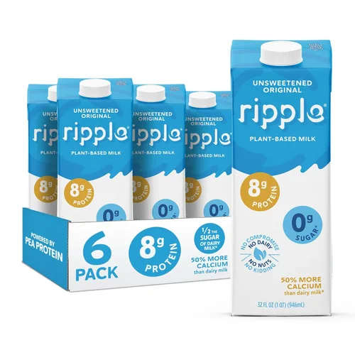 Miniatura 8 de Ripple Leche no láctea, original, leche vegana con proteína de guisante de 0.28 oz, cartones de porción individual estables para llevar, sin OMG, a