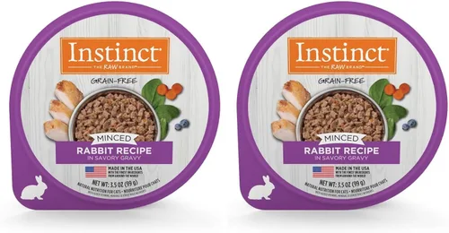 Miniatura 11 de Instinct Receta picada sin granos con conejo real, comida húmeda natural para gatos, tazas de 3.5 onzas (caja de 12)