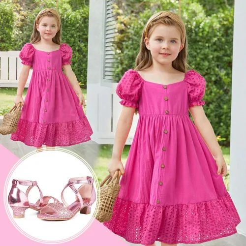 Miniatura 4 de Chumchoi Sandalias para niñas con diamantes de imitación, tacón bajo, correa de tobillo, vestido de tacón alto, boda, fiesta, para niños pequeños