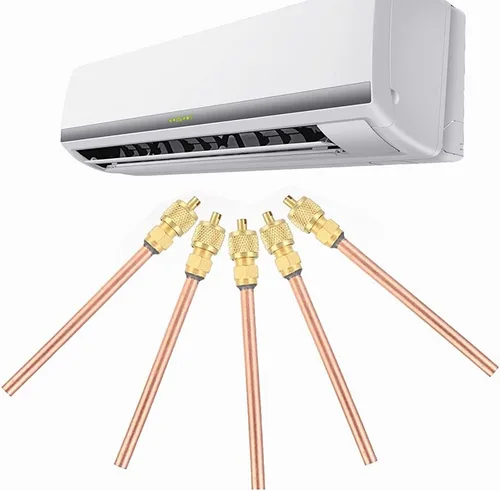Miniatura 4 de 10 válvulas de acceso de servicio HVAC, válvulas de acceso de llenado de cobre de 4.72 pulgadas de vacío con sistema Schrader + removedor de núcleo