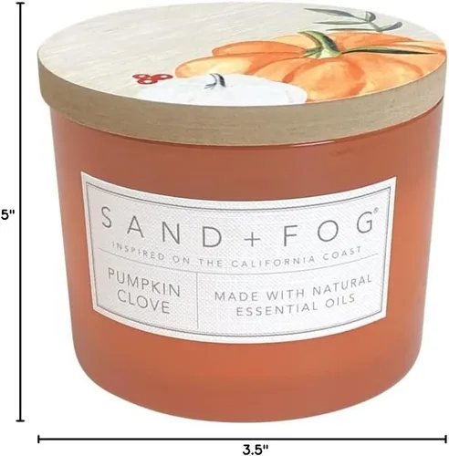 Miniatura 8 de Sand + Fog Vela aromática - Calabaza y Clavo – Fragancias y tamaños adicionales – Mecha 100% de algodón sin plomo - Velas de lujo en tarro