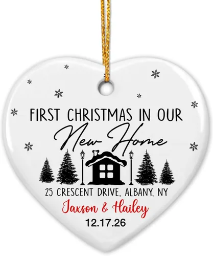 Miniatura 9 de Adorno de cerámica personalizado para la primera Navidad, nombres personalizados para parejas, regalo de primer adorno de Navidad para recién