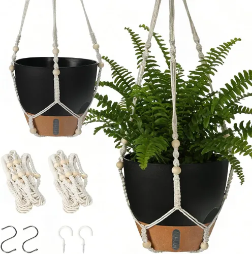 Juego de 2 macetas colgantes de riego automático para plantas de interior, incluye maceta colgante para plantas, maceta colgante con orificio de