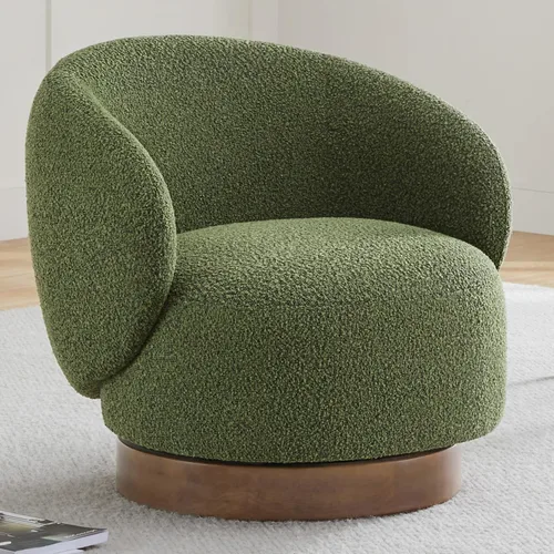 Miniatura 10 de KISLOT Silla giratoria moderna de barril redondo con tela tapizada de rendimiento para sala de estar, dormitorio, sala de espera, 1 caja
