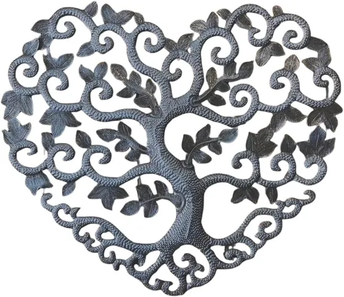 It's Cactus Árbol de corazón de metal milagro hecho a mano de 17 pulgadas, placa para colgar en la pared, familia, amistad, árbol de amor,