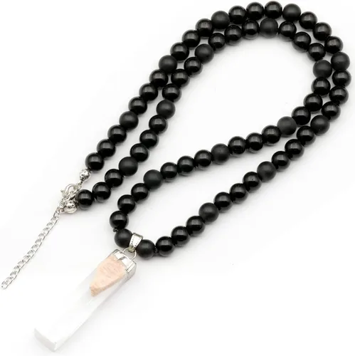 Miniatura 178 de Colgante de turmalina cruda natural, Collar de cuentas de ónix negro genuino, Collar de piedra negra, Collar de piedras preciosas, Cuentas de 0.315