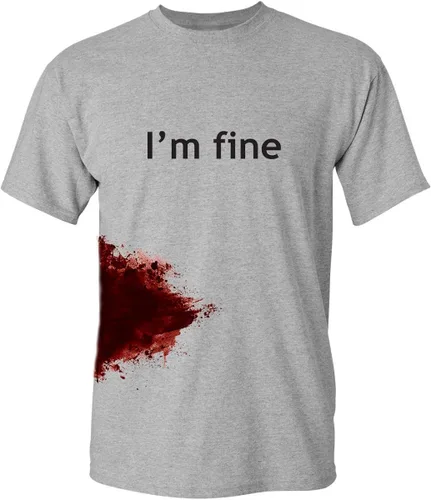 Camiseta con estampados divertidos con humor zombi y texto en inglés "I'm Fine", camiseta divertida de zombi para Halloween