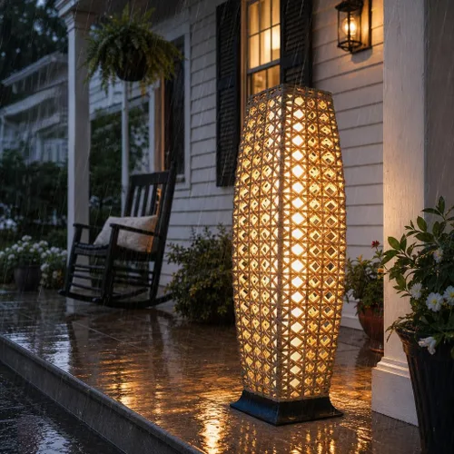 Miniatura 24 de Lámpara de pie para exteriores Grand Patio, lámpara de pie solar, resistente al agua, de mimbre, lámpara colgante para terraza, luces decorativas