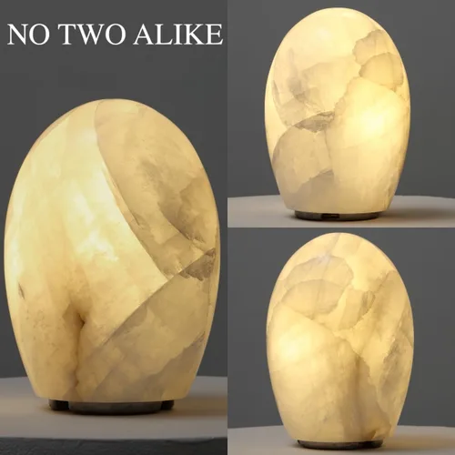 Miniatura 5 de Lámpara de piedra de calcita natural, cristal sólido de 15 libras (15.4 lbs), lámpara de mesa única hecha a mano, brillo cálido y regulable