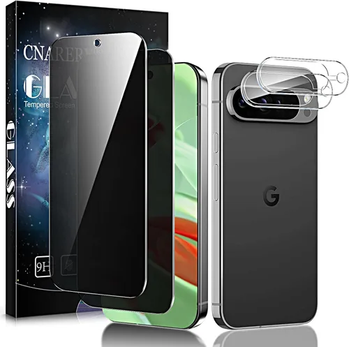 Miniatura 8 de Paquete de 2 + 2 protectores de pantalla de privacidad para Google Pixel 8, antiespía, película de vidrio templado 9H curvada 3D, resistente a