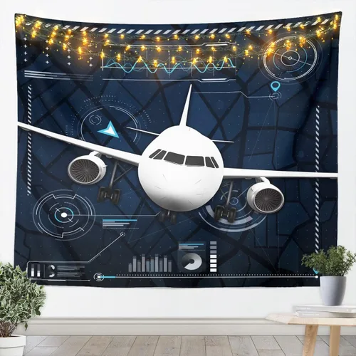 Miniatura 11 de Manfei Tapiz de pared de aviones para niños, diseño de bandera estadounidense, decoración de habitación de niños, niñas y adultos, decoración