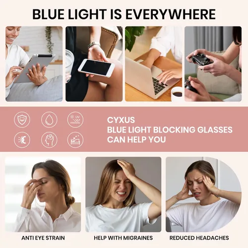 Miniatura 3 de Cyxus gafas de luz azul para mujer, gafas de computadora de moda para oficina reducen la fatiga ocular, anti migraña para trabajo y lectura