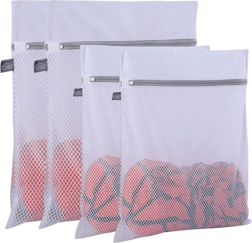 Kimmama Bolsas de malla para lavado de lavandería, bolsas de lencería para lavar delicados, bolsas de malla para lavadora, red blanca, cremallera