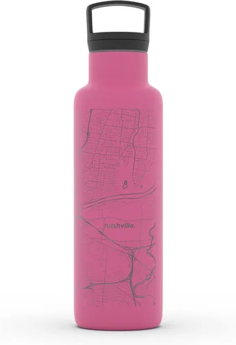 Miniatura 193 de Well Told Botella de agua aislada con mapa de Washington DC grabado, botella de acero inoxidable grabada (21 onzas, blanco) botella aislada de mapa