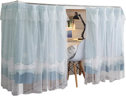 Miniatura 17 de Cortinas de gasa bonitas genéricas para litera con dosel de cama con encaje, 2 paneles, aguacate