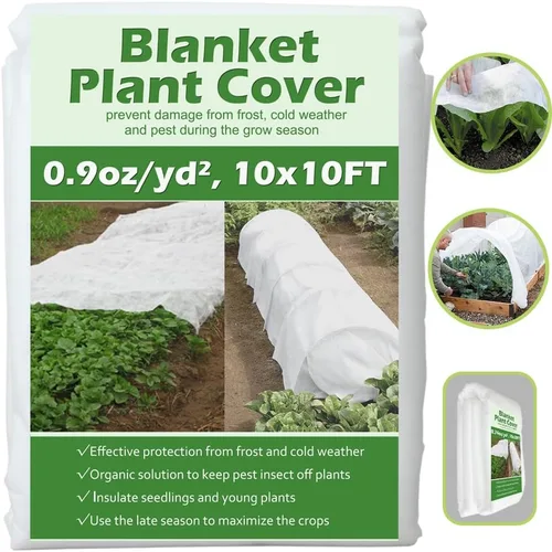 Cubiertas para plantas con protección contra congelación, 10 pies x 10 pies, cubierta flotante de tela de jardín, cubierta para plantas para