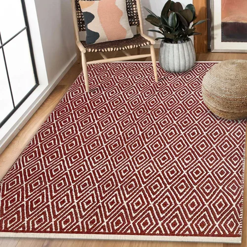 Miniatura 16 de Chardin home Alfombra de pasillo 100% algodón con diamantes de 2 x 5 pulgadas, totalmente reversible, lavable a máquina, beige grisáceo y blanco
