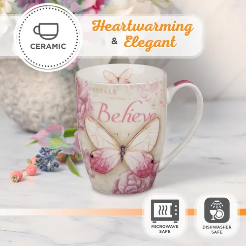 Miniatura 4 de Tazas con diseño de mariposa y texto: Blessed, Believe y Grace