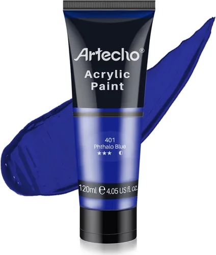 Miniatura 42 de Artecho - Pintura acrílica blanco titanio (120 ml / 4.05 oz), tubos de pintura para manualidades artísticas sobre lienzo, piedra, roca, madera
