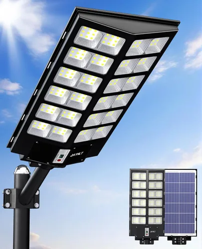 Miniatura 8 de JAYNLT Y-2000W Luz solar de calle, 200000LM 6500K luces de inundación solar al aire libre del atardecer al amanecer, 6500K IP67 impermeable luz