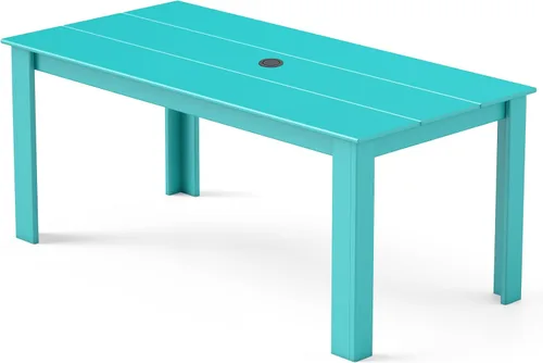 Miniatura 20 de GREENVINES Juego de comedor al aire libre de 7 piezas Juegos de mesa y sillas de plástico HDPE de 67 pulgadas para 6 Muebles de patio Todo