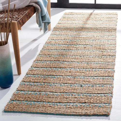 Miniatura 11 de SAFAVIEH Natural Fiber Collection NFB655Z - Alfombra de pasillo de 2 pies 3 pulgadas x 8 pies, color negro y natural, hecha a mano de yute a rayas