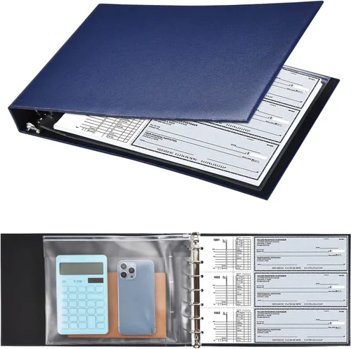 Miniatura 8 de Carpeta de 7 anillas, soporte para chequeras de negocios de 3 en una página, capacidad para 500 cheques, con organizador de calendario 2017-2021
