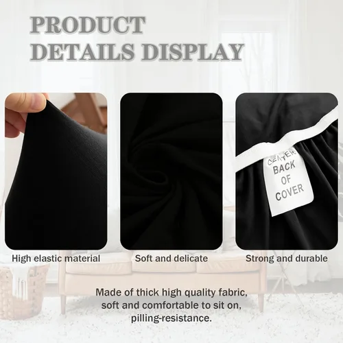Miniatura 5 de LazyBoy - Funda para sillón reclinable, color liso, 4 piezas, fundas protectoras de muebles para sillón reclinable con bolsillo, funda para sofá