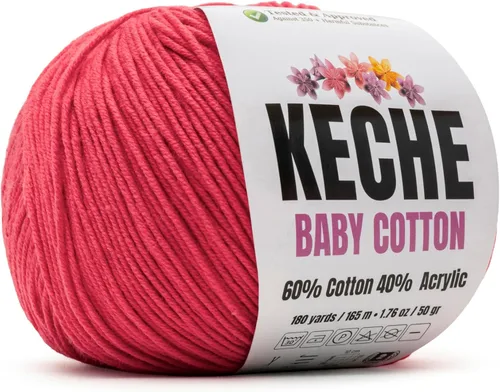 Miniatura 13 de Keche Hilo de algodón, 60% algodón, 40% hilo acrílico, hilo de algodón suave para crochet y tejer, hilo amigurumi, 1 madeja/bola, 1.76 onzas (50g)