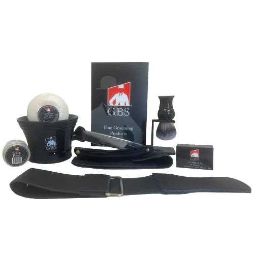 G.B.S Kit de afeitado en húmedo para afeitado recto, juego de regalo de aseo de afeitado clásico para hombres, incluye: maquinilla de afeitar de