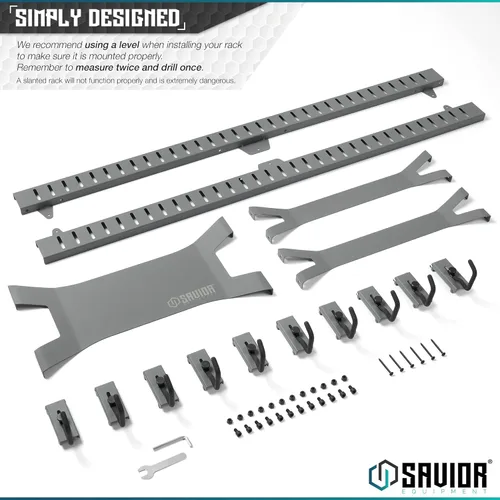 Miniatura 6 de Savior Equipment Sistema de rack de pared de acero resistente, paneles de pared de acero resistente, almacenamiento de montaje en pared, 5 o 10 Gris