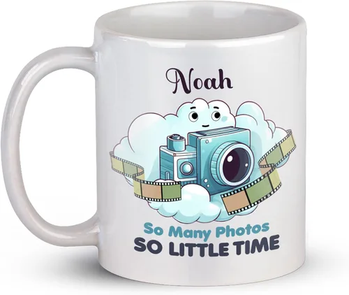 Miniatura 12 de Taza de café personalizada con nombre, taza de regalo personalizada para amantes de la fotografía, amigos, familia, taza de té blanca de 11 o 15