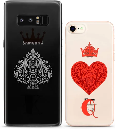 Miniatura 9 de Fundas a juego para parejas compatibles con iPhone 15 14 13 12 11 Pro Max Mini Xs 6s 8 Plus 7 Xr 10 SE 5 King Queen Spades Hes rojo negro encantador