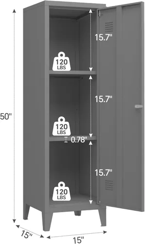 Miniatura 3 de MIOCASA Gabinete de metal para oficina en casa con puertas y estantes con cerradura para archivadores organizadores de abrigos para niños Gris