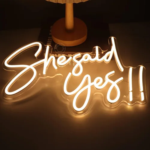 Miniatura 7 de SYLHOME Cartel de neón con luz LED de «She Said Yes !! Propose Engagement Marry Me», letrero de decoración de pared para despedida de soltera