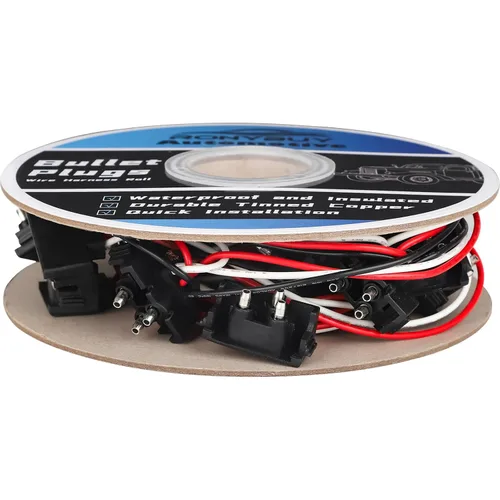 Miniatura 6 de 20x Enchufes de 3 Cables, Rollo de Arnés de Cable Tipo Bala Triple Macho, Arnés Pigtail de 3 Clavijas en Ángulo Recto 18AWG para Luz