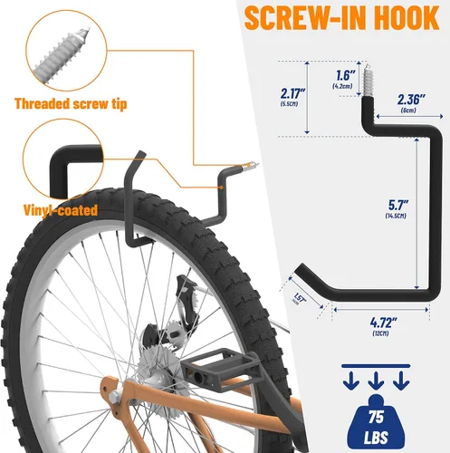 Miniatura 5 de unp POETISKE - Ganchos para colgar en la pared para bicicleta, para colgar en la pared, para silla de bicicleta, organización de garaje