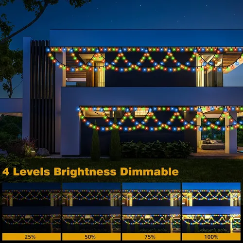 Miniatura 6 de KAZOKU Luces de Navidad para Exteriores e Interiores 40 Pies 380 LED Impermeables Luces de Árbol de Navidad 8 Modos Extensibles Luces de Cadena
