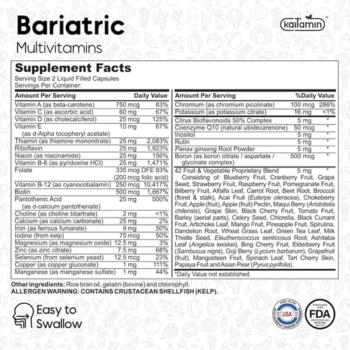 Miniatura 3 de Multivitamínico Bariátrico con Hierro - Cápsula Fácil de Tragar para Después de Cirugía Bariátrica - Post Manga Gástrica y Post Bypass con Mezcla