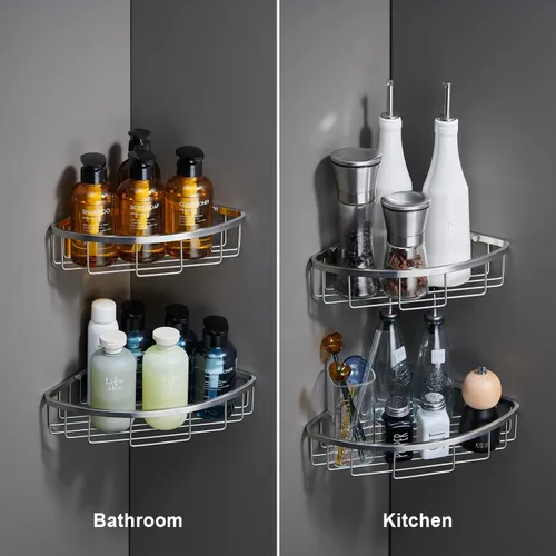 Miniatura 4 de [Paquete de 2] Organizador de esquina para ducha, estante resistente de acero inoxidable SUS304 a prueba de óxido, soporte para champú, estante