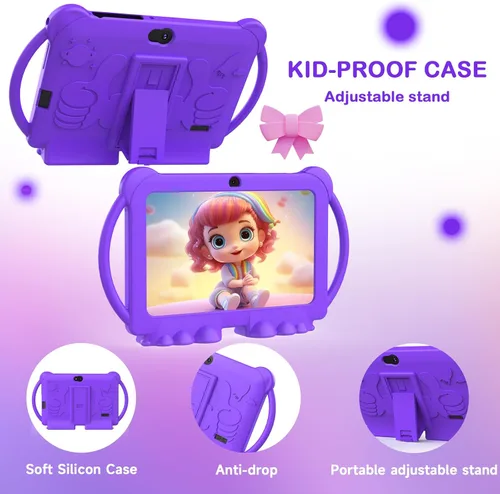 Miniatura 5 de Tablet para niños, tablet de 7 pulgadas para niños 4GB+32GB admite expansión de 1TB, control parental preinstalado, tablet educativa para niños