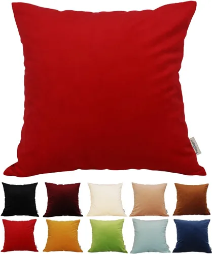 Miniatura 65 de TangDepot - Funda de almohada lisa de terciopelo, funda de cojín supersuave de lujo, muchas opciones de colores y tamaños