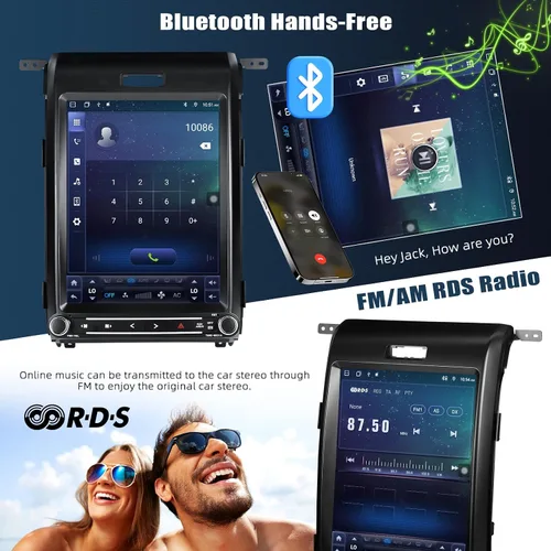 Miniatura 6 de [8 Core 4G+64G] Android 15 Estéreo de coche para Ford F150 2013 2014 con Carplay inalámbrico Android Auto, 12.1 pulgadas pantalla táctil de radio
