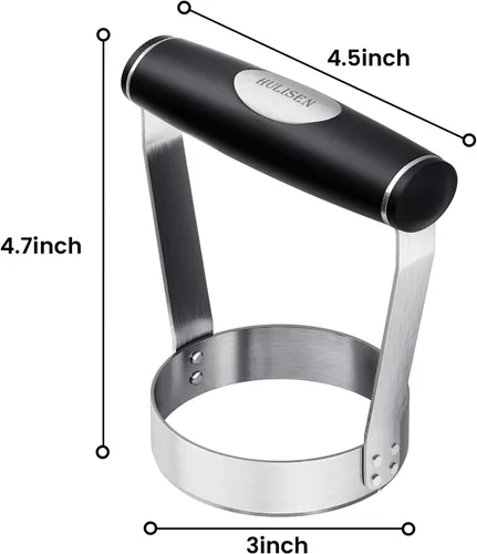 Miniatura 7 de HULISEN Picador de alimentos de borde liso, cortador manual de 3 pulgadas, cortador de alimentos de mano redondo de acero inoxidable con mango